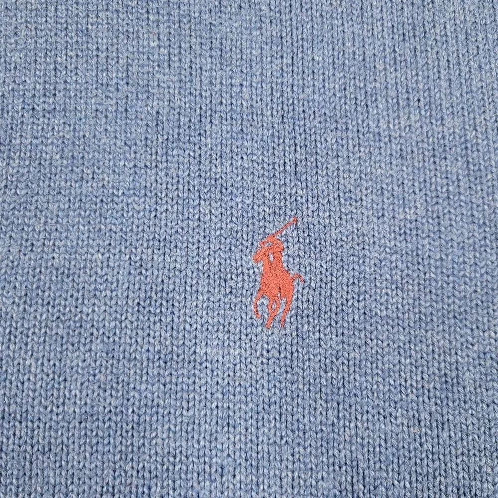 Polo Ralph Lauren Knit Pullover Sweater Men 2XL Blue 1/4 Button Mock Neck Preppy